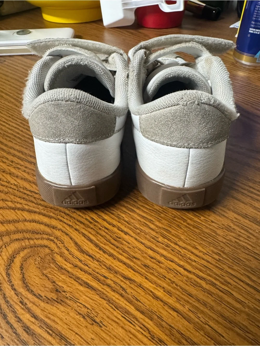Adidas Kids White Sneakers with Black Stripes